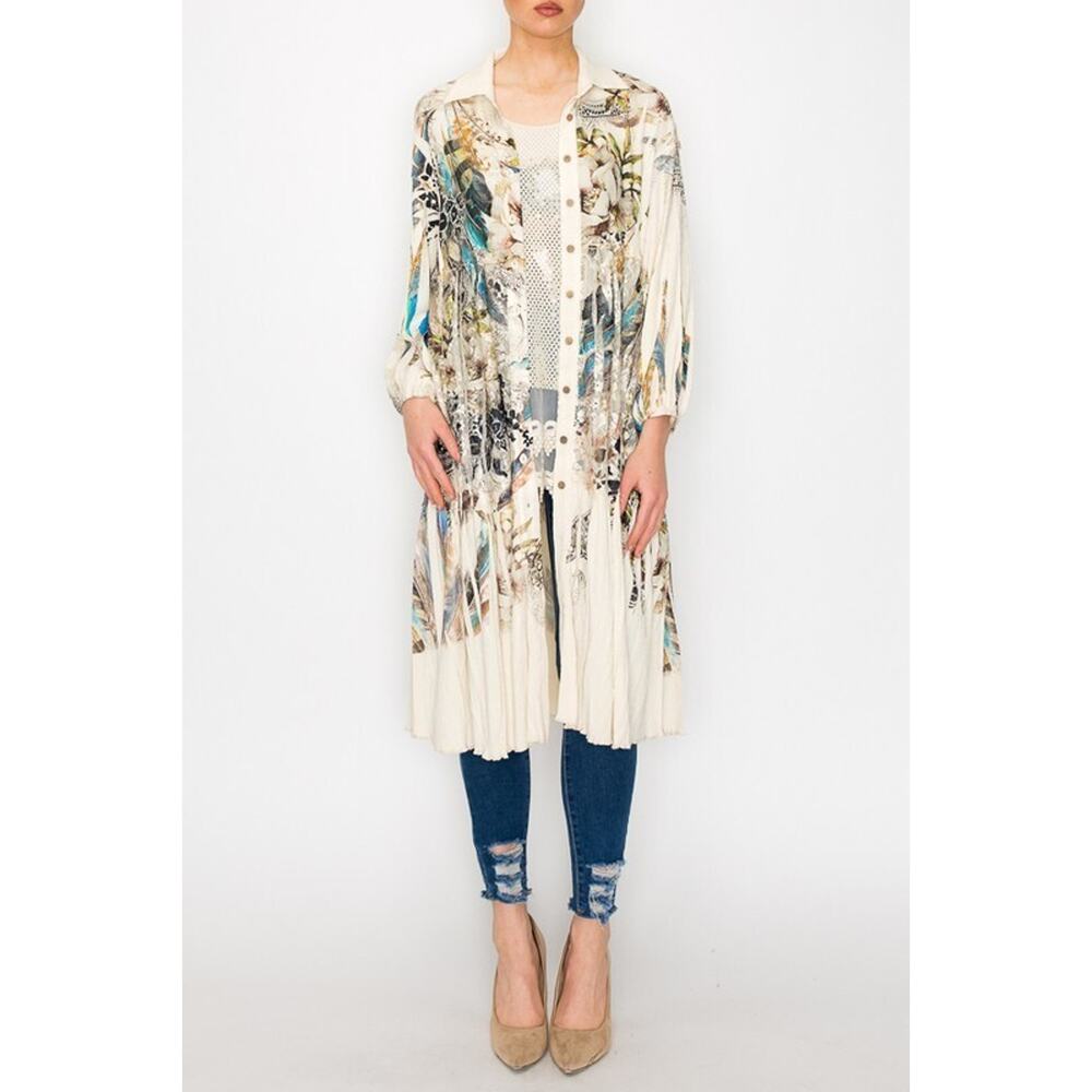 Origami Feather Oversized Jacket with Lace Trim Small